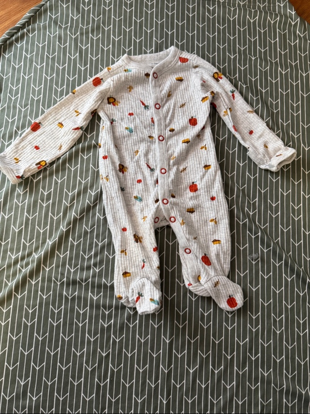 Carter's White Footed One-Piece with Autumn Print